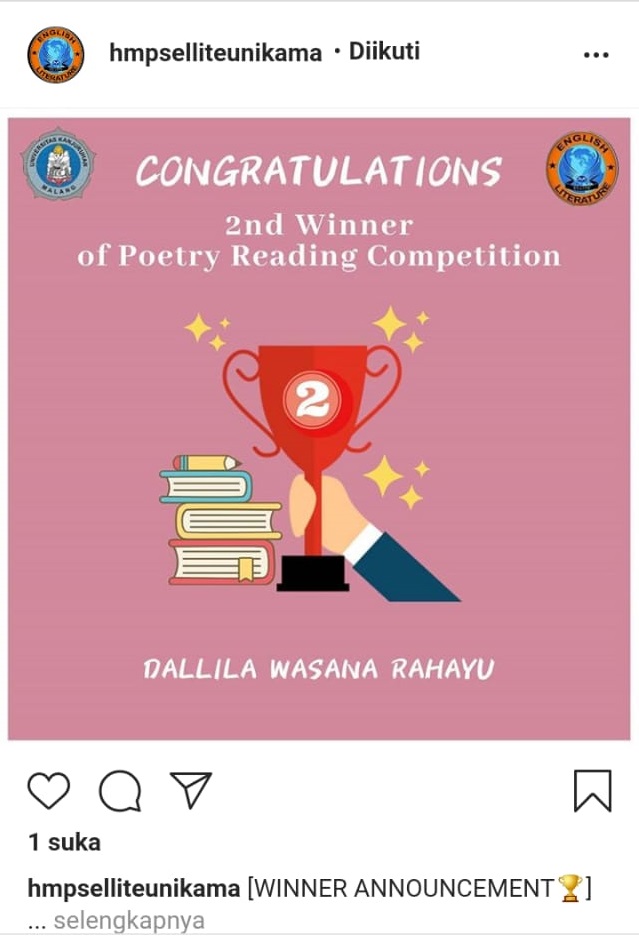 ECC Tetap Juara II Poetry Reading Competition meski Pandemi 1